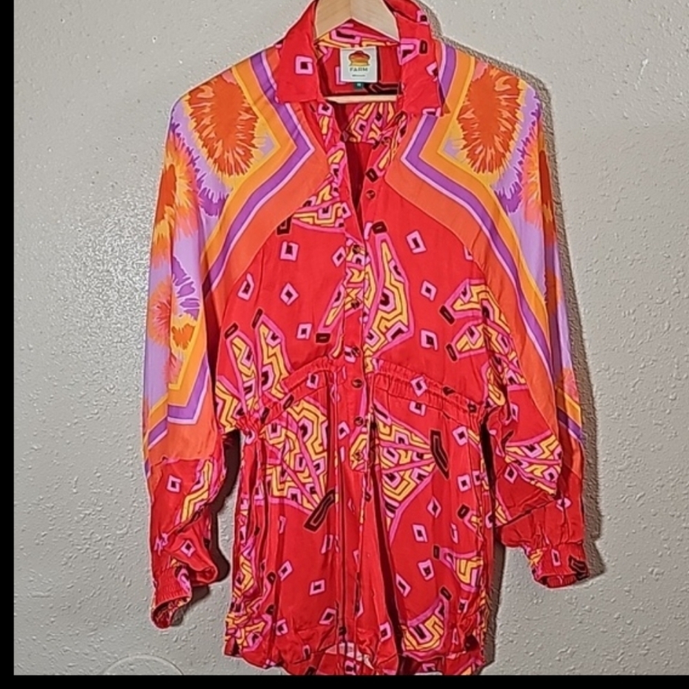 Farm Rio Red Button Down Rumper - image 8